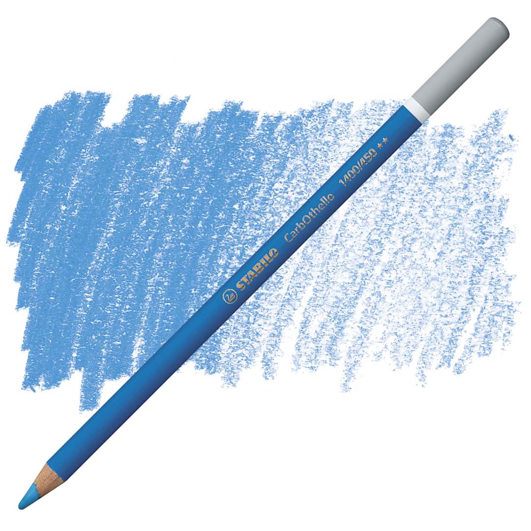 Open in modal - Stabilo CarbOthello Pastel Pencil - Cyan Blue pencil and swatch