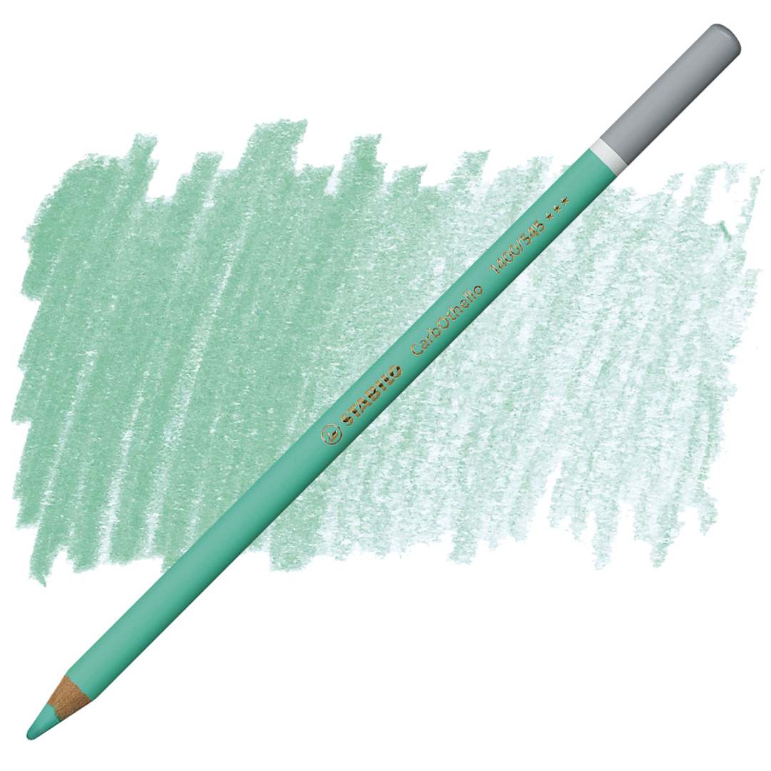 Open in modal - Stabilo CarbOthello Pastel Pencil - Emerald Green Light pencil and swatch
