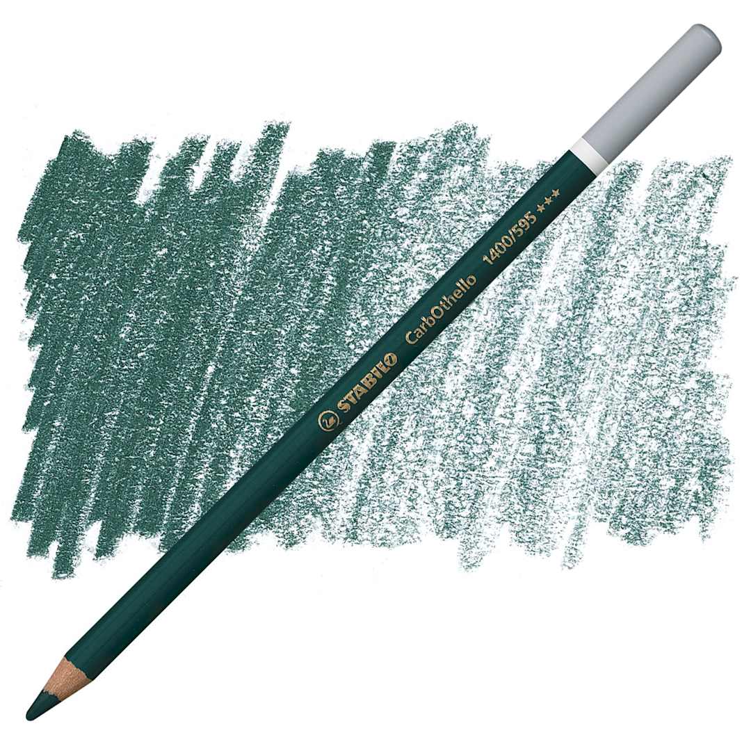 Open in modal - Stabilo CarbOthello Pastel Pencil - Leaf Green Deep pencil and swatch