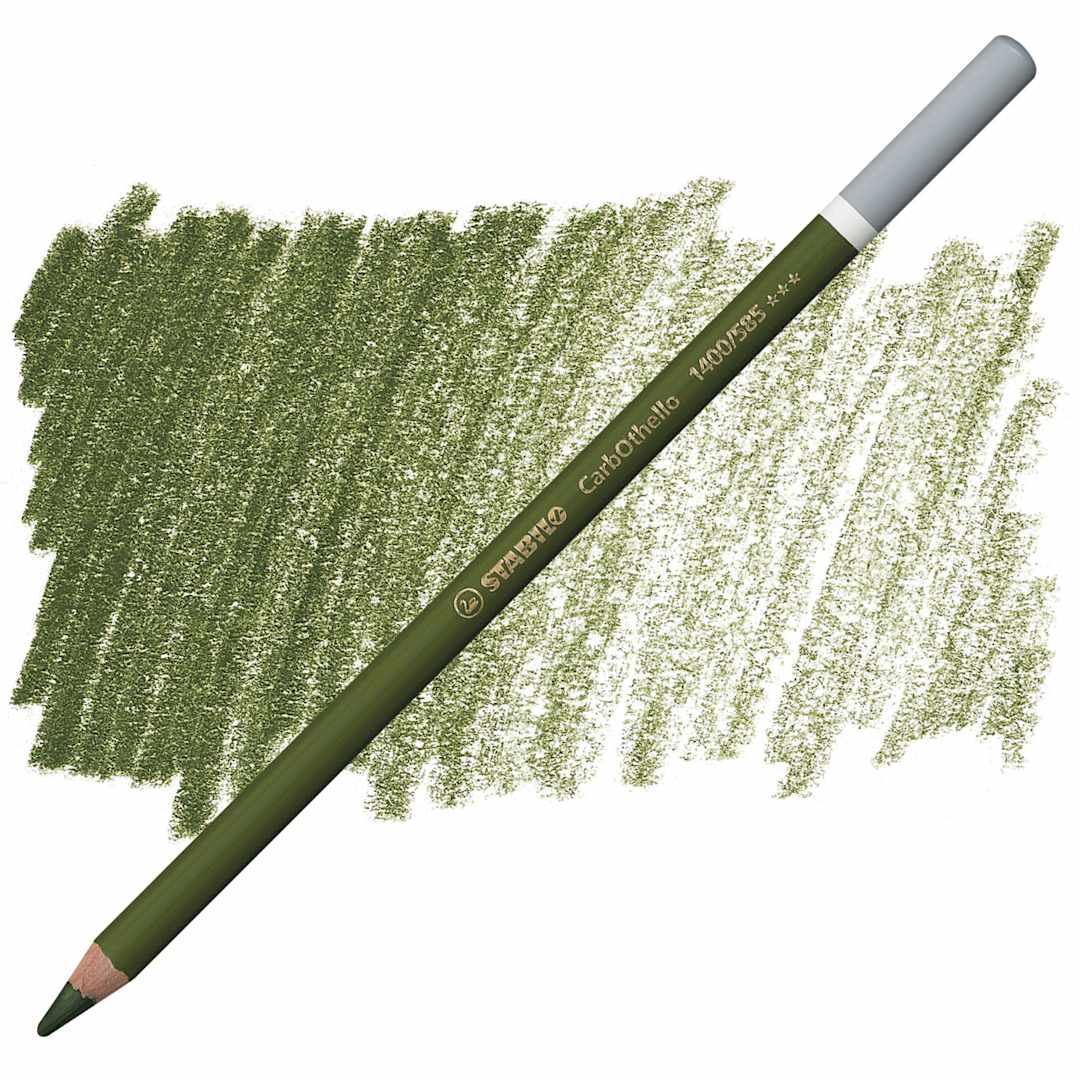 Open in modal - Stabilo CarbOthello Pastel Pencil - Olive Green pencil and swatch