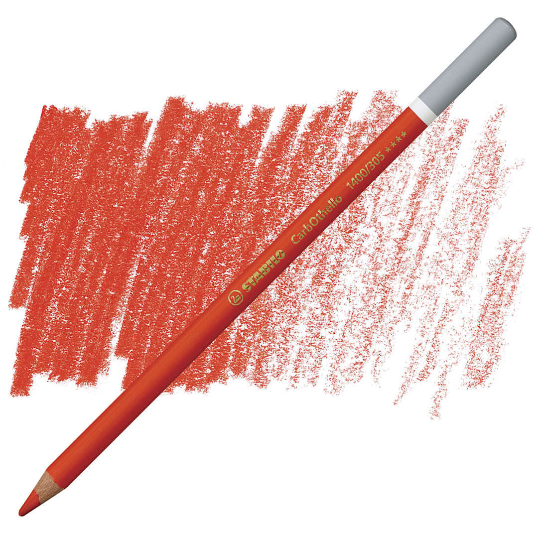 Open in modal - Stabilo CarbOthello Pastel Pencil - Vermilion Red pencil and swatch