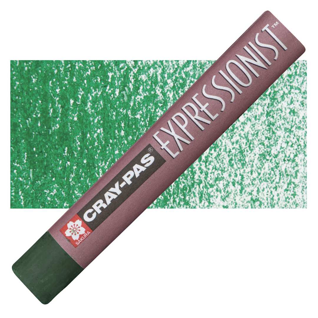 Open in modal - Sakura Cray-Pas Expressionist Oil Pastel - Deep Green oil pastel and swatch