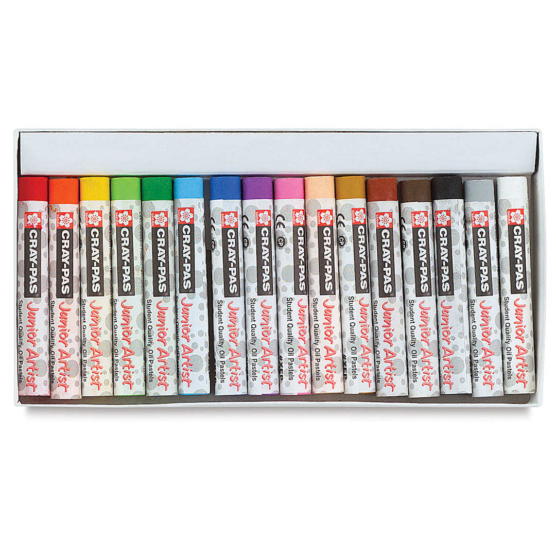Open in modal - Sakura Cray-Pas Junior Artist Oil Pastel Set of 16 Assorted Colors, Inside package
