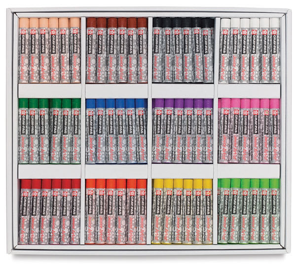 Open in modal - Sakura Cray-Pas Junior Artist Oil Pastel Colorpack, 288 Jumbo Sticks. Inside package