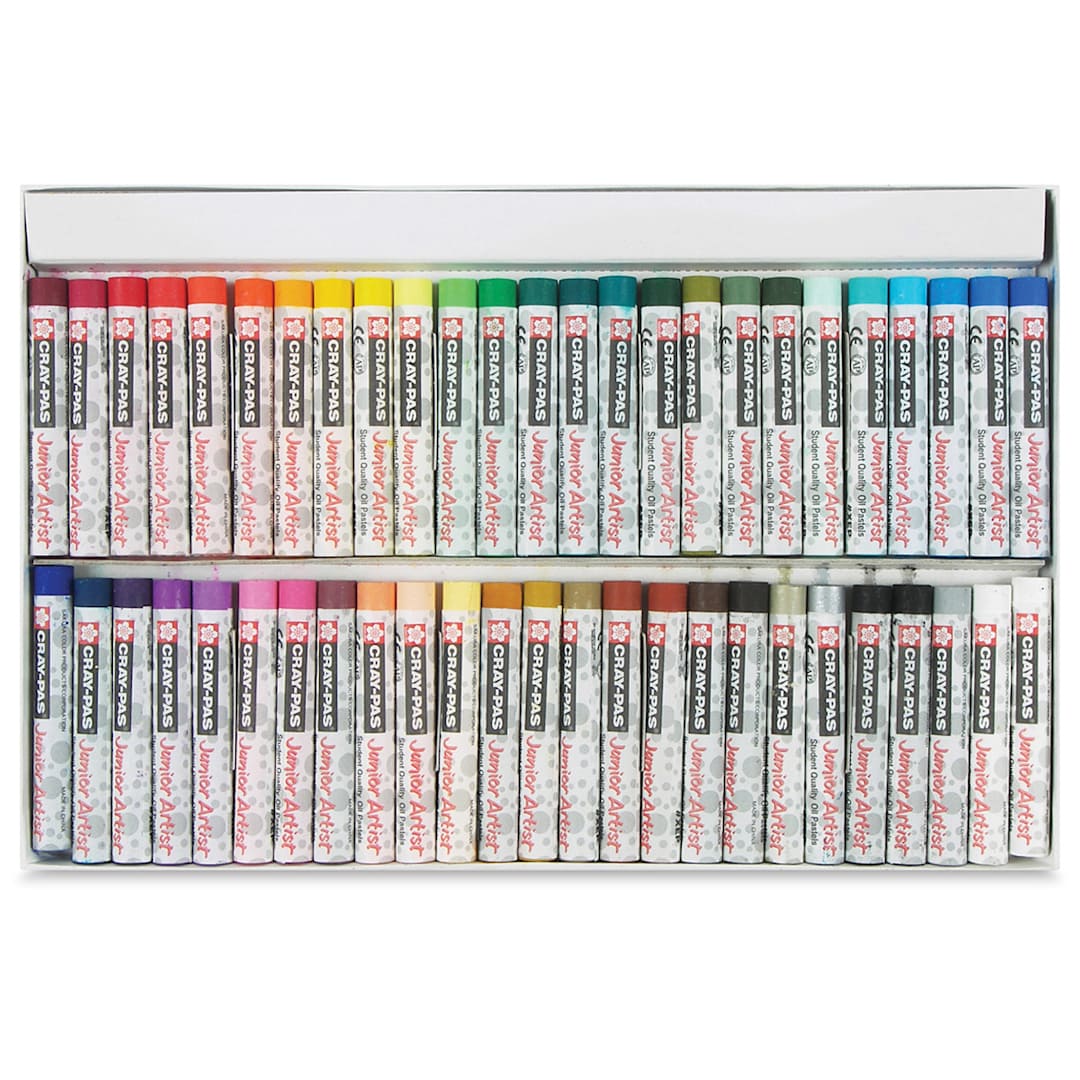 Open in modal - Sakura Cray-Pas Junior Artist Oil Pastels - Set of 50 Assorted Colors. Inside package