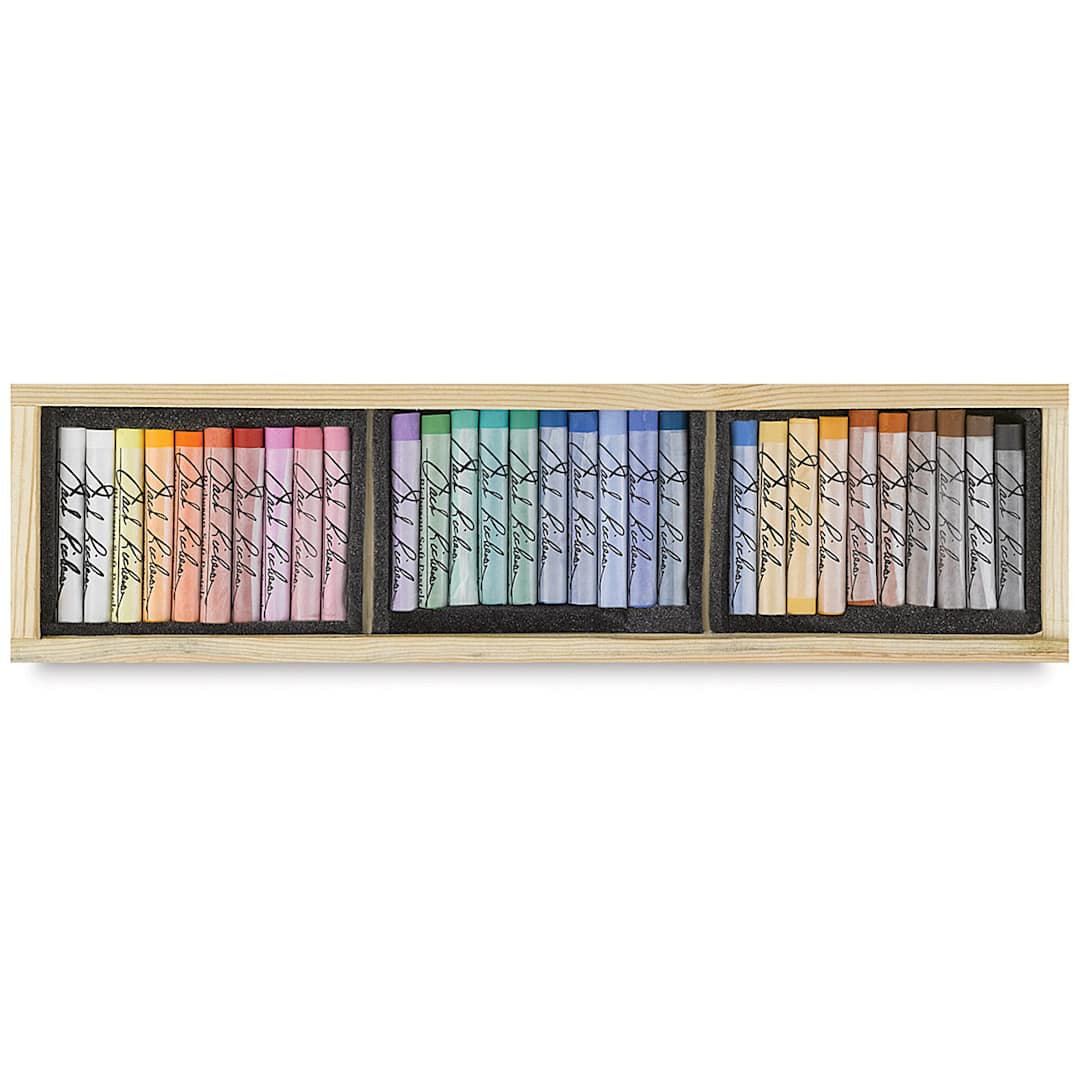 Open in modal - Yarka Pastels - Assorted Colors, Set of 30, pastels shown inside wodden box