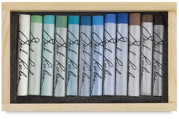 Open in modal - Yarka Pastels - Landscape Colors, Set of 12, shown in opened wooden box