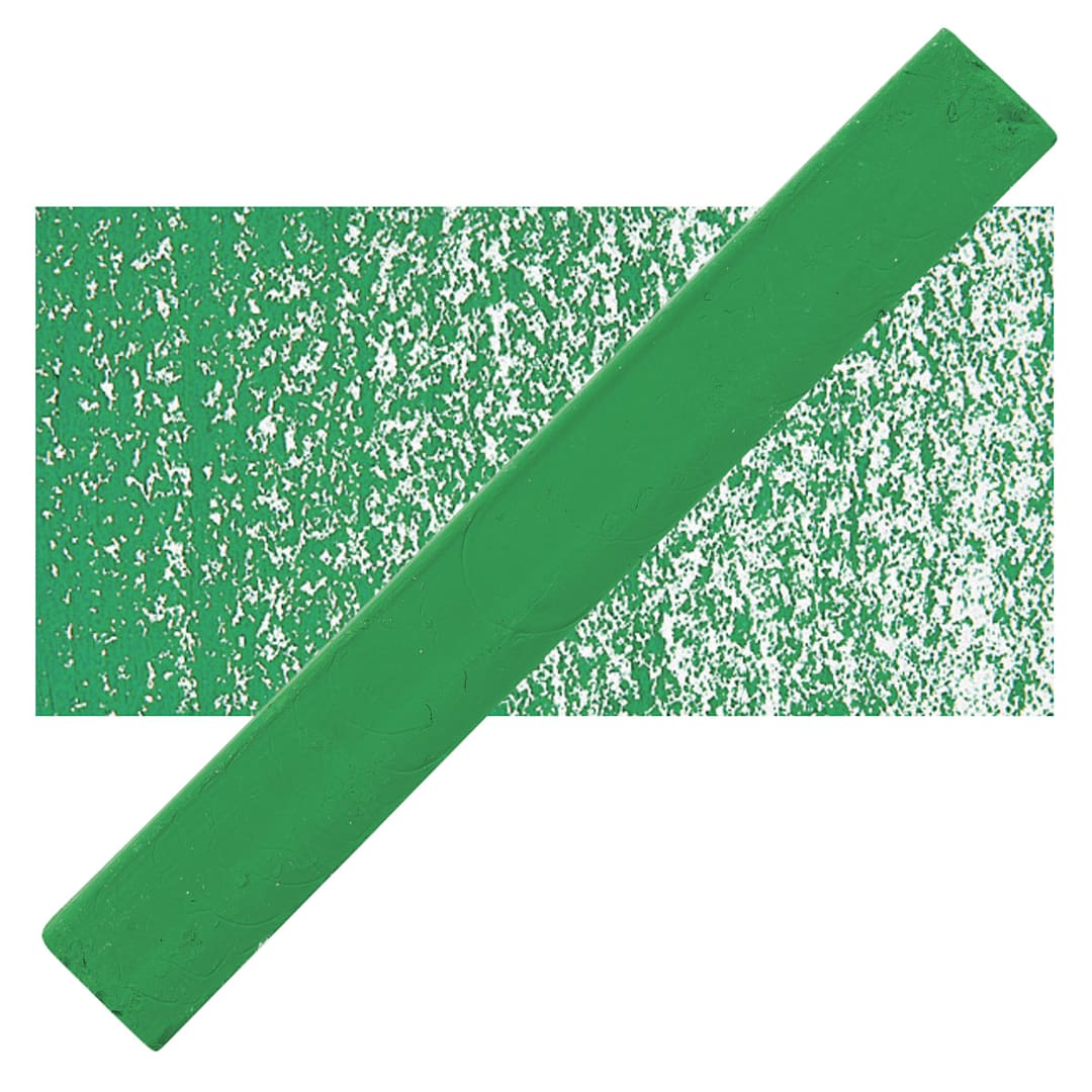 Open in modal - Holbein Artists’ Oil Pastel - Focus Green 1 oil pastel and swatch