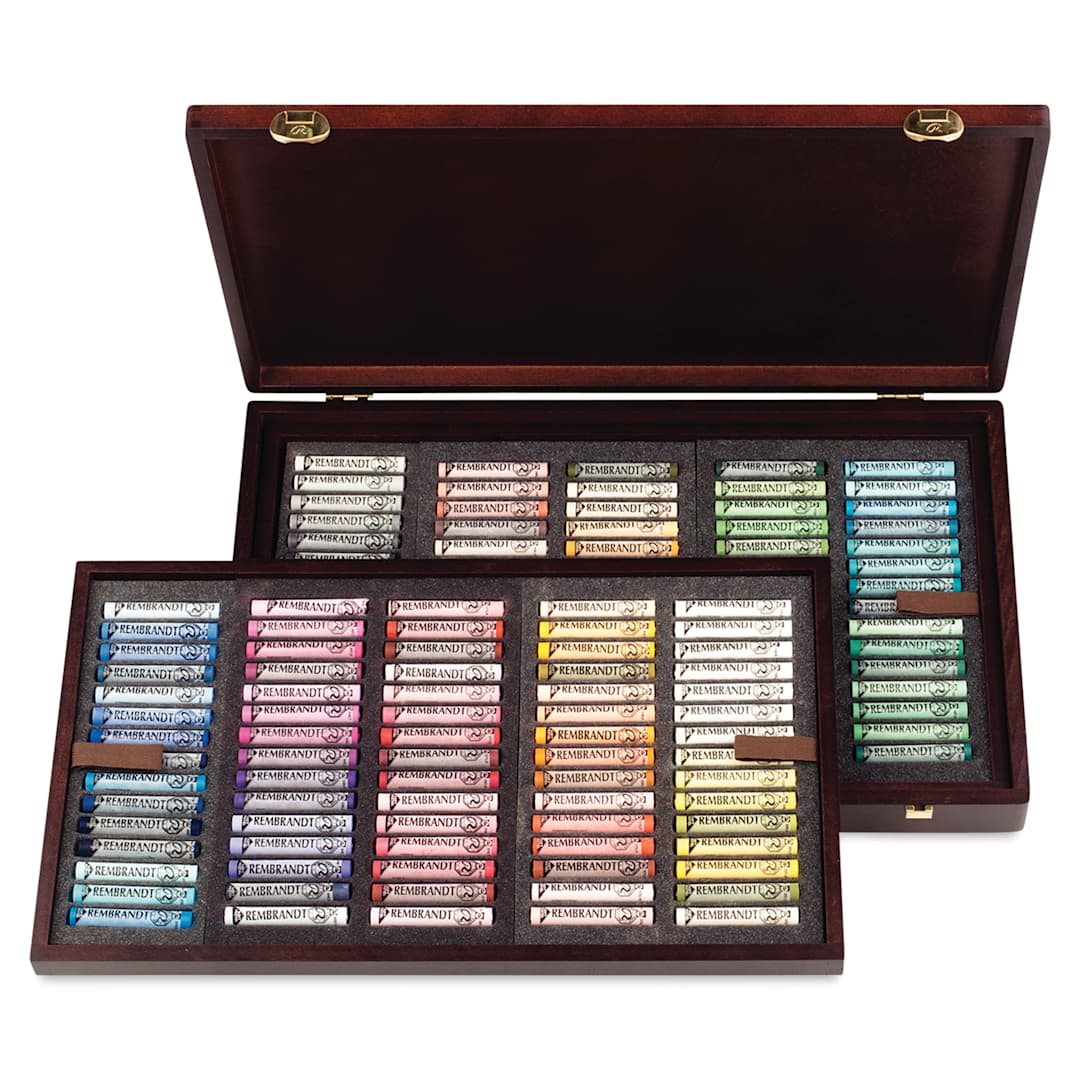 Open in modal - Rembrandt Soft Pastel Set - Set of 150, Assorted Colors, Wood Box, open box