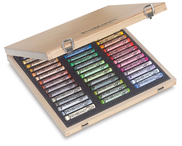 Open in modal - Rembrandt Soft Pastels Set of 45, Landscape, Wood Box 