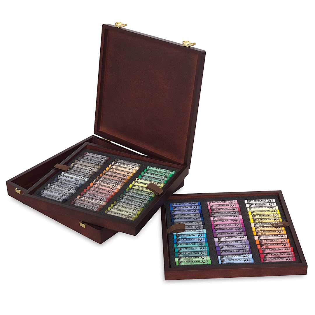 Open in modal - Rembrandt Soft Pastels Set of 90, Landscape, Wood Box.