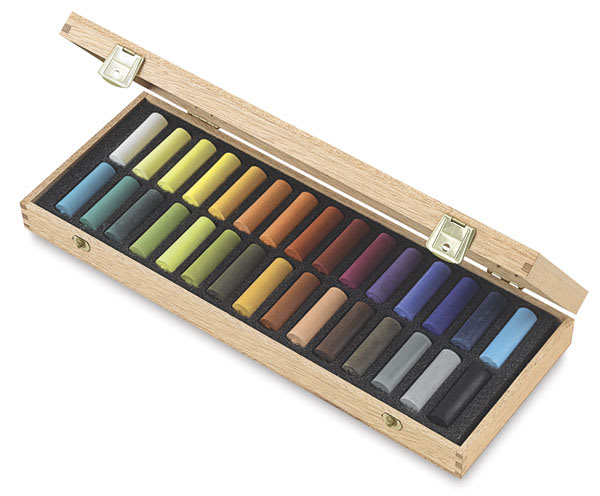 Open in modal - Rembrandt Soft Pastels Set of 30, Half-Sticks, Wood Box.