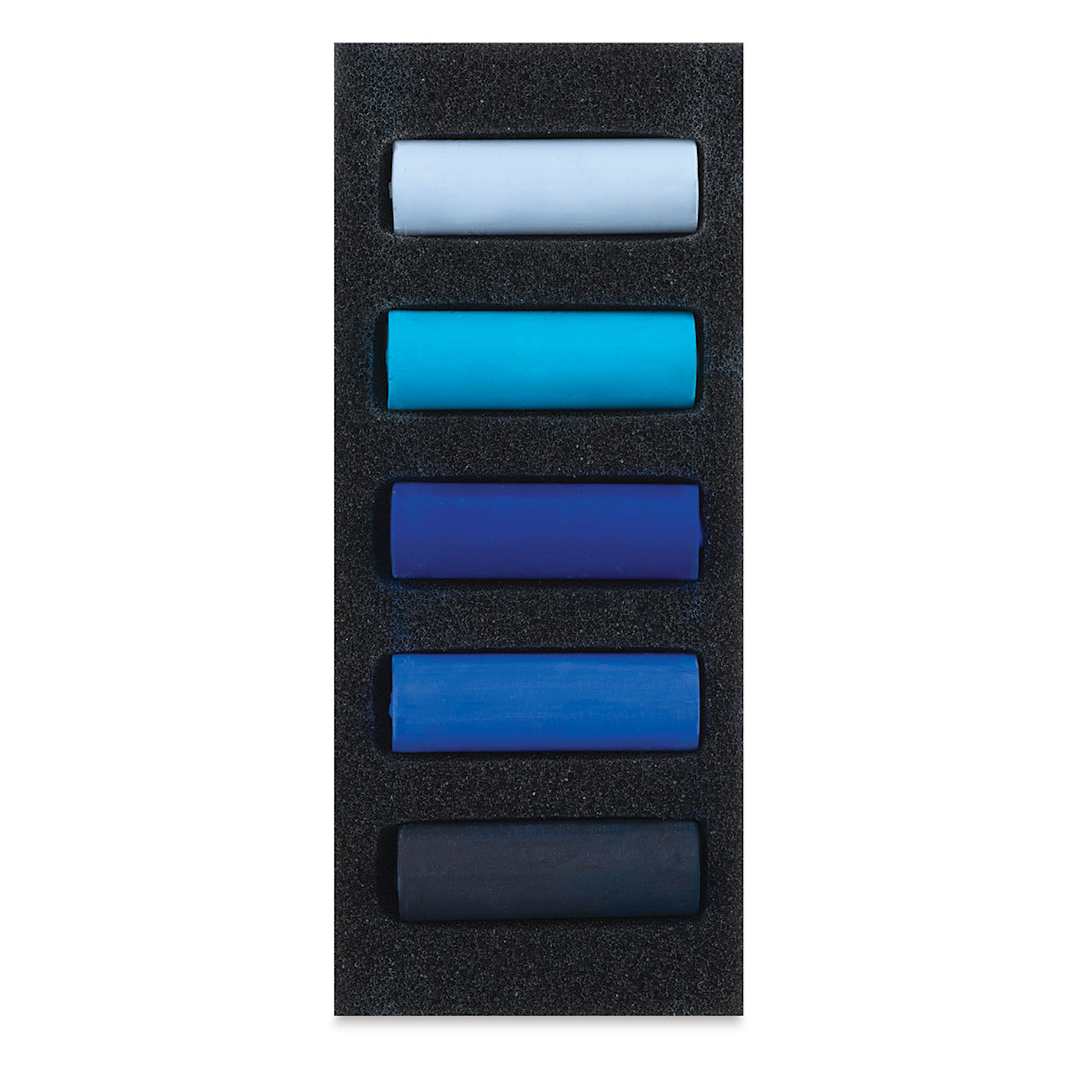 Open in modal - Rembrandt Soft Pastels Set of 5, Deep Blues, Half-Sticks. In package.