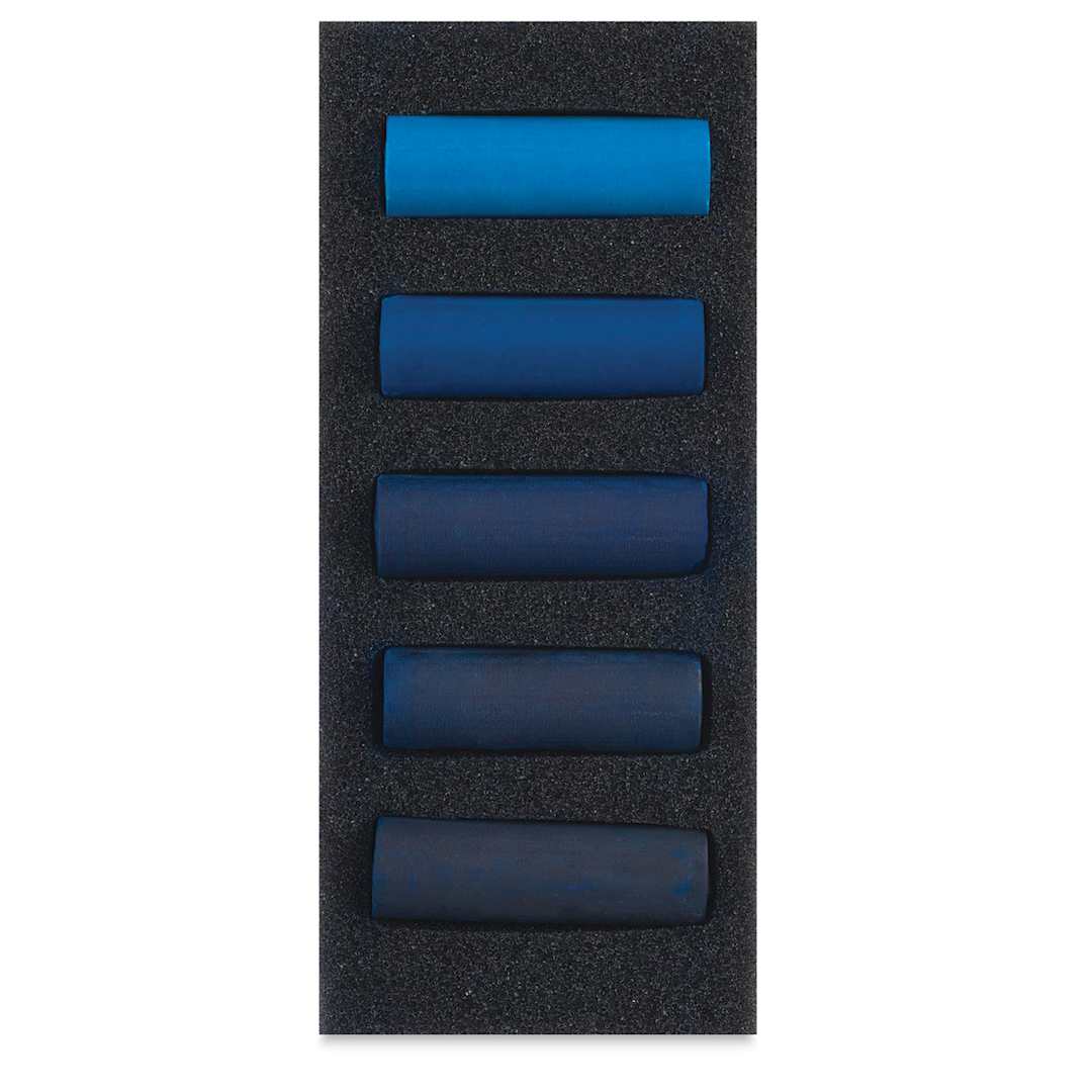 Open in modal - Rembrandt Soft Pastels Set of 5, Warm Blues, Half-Sticks. In package.