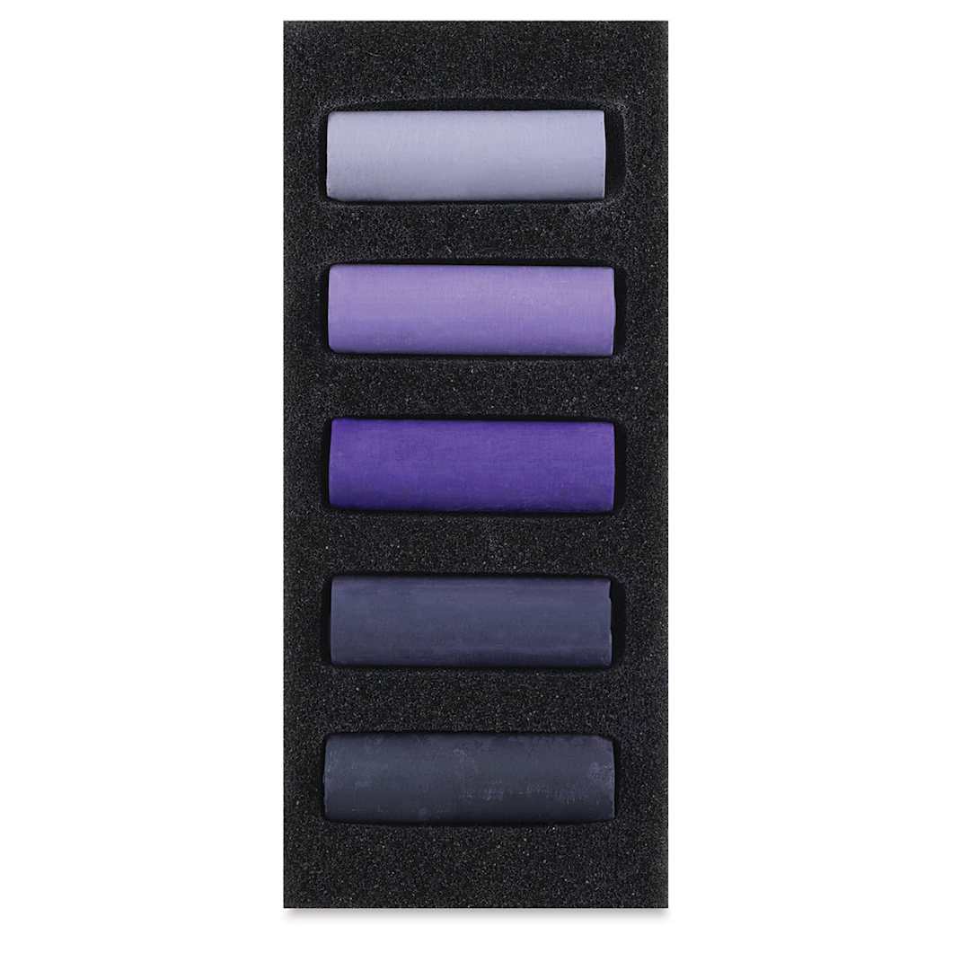 Open in modal - Rembrandt Soft Pastels Set of 5 Deep Violets, Half-Sticks. In package.