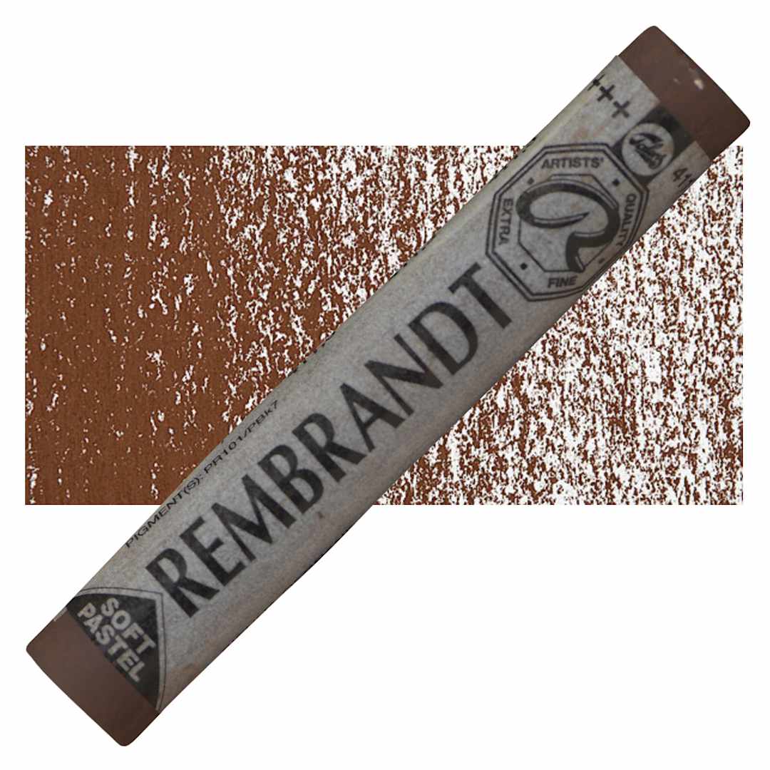 Open in modal - Rembrandt Soft Pastel - Burnt Sienna 411.3 pastel and swatch