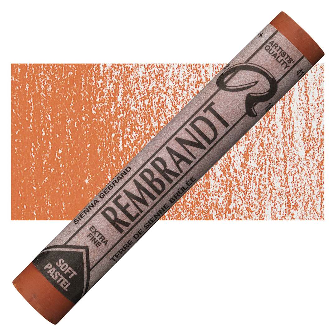 Open in modal - Rembrandt Soft Pastel - Burnt Sienna 411.7 pastel and swatch