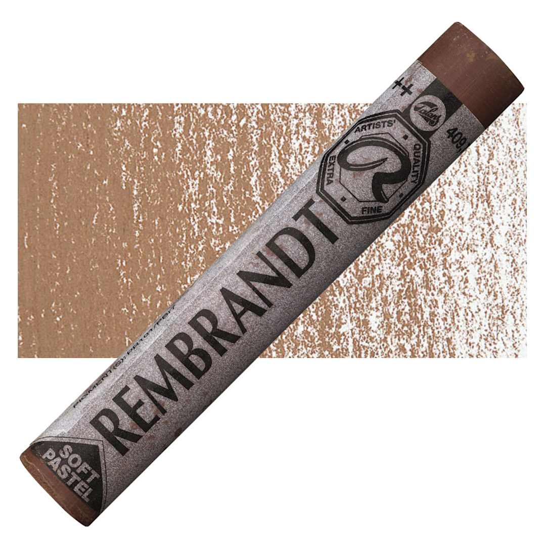 Open in modal - Rembrandt Soft Pastel - Burnt Umber 409.7 pastel and swatch