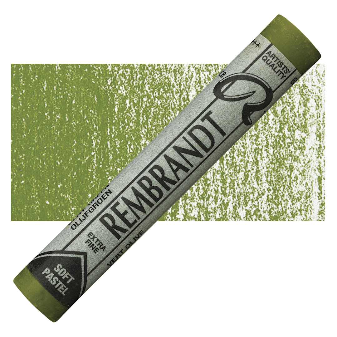 Open in modal - Rembrandt Soft Pastel - Olive Green 620.5 pastel and swatch