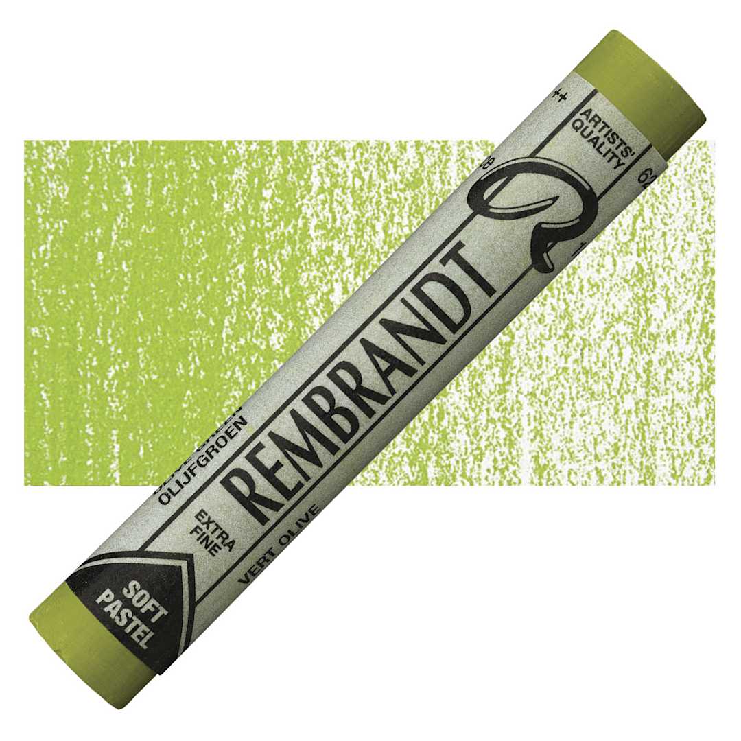 Open in modal - Rembrandt Soft Pastel - Olive Green 620.7 pastel and swatch