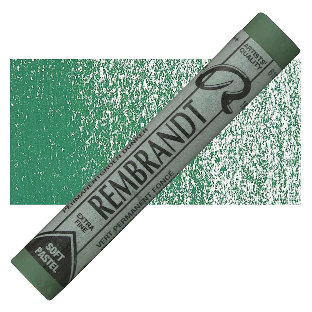 Open in modal - Rembrandt Soft Pastel - Permanent Green Deep 619.3 pastel and swatch