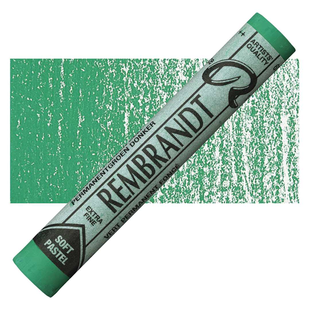 Open in modal - Rembrandt Soft Pastel - Permanent Green Deep 619.5 pastel and swatch