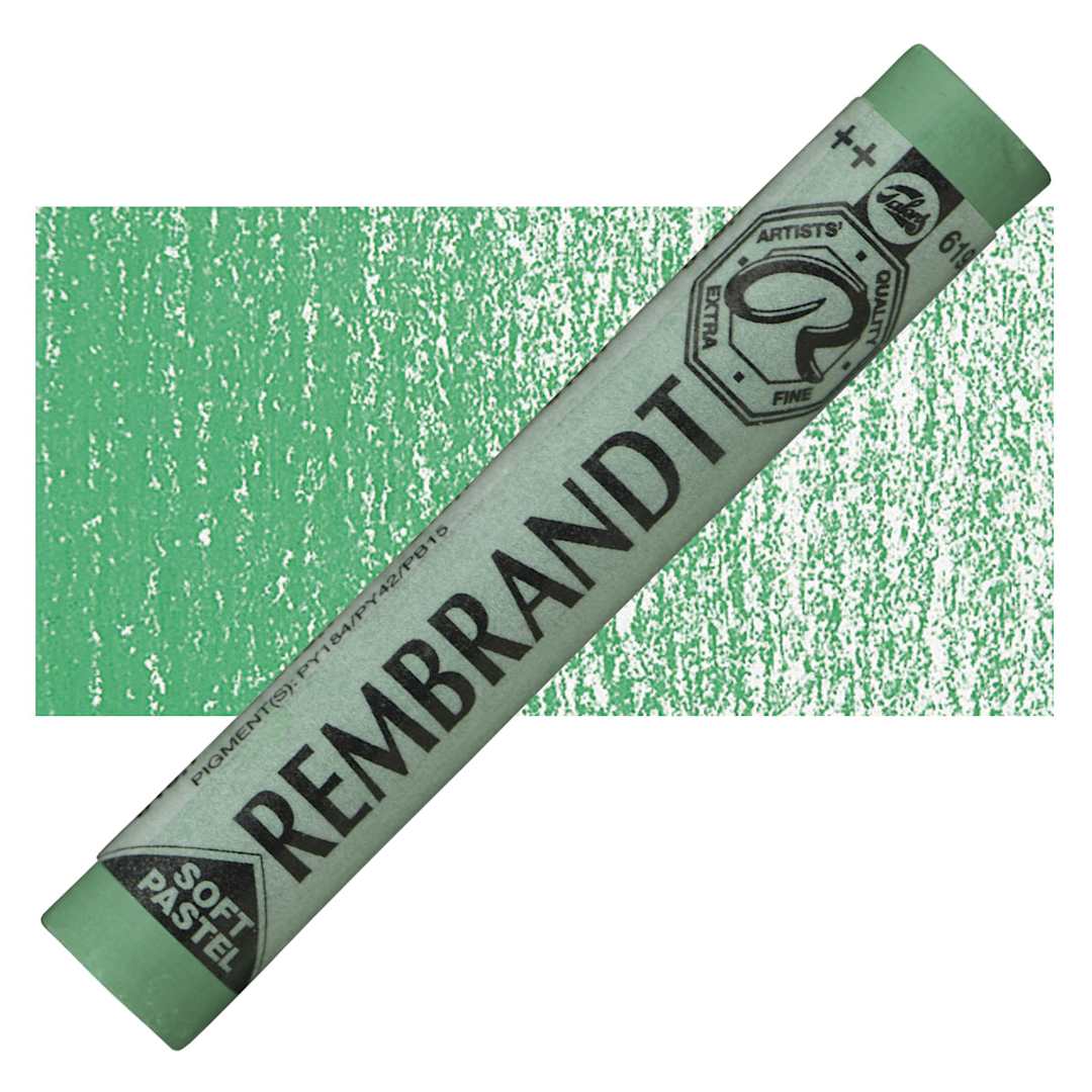Open in modal - Rembrandt Soft Pastel - Permanent Green Deep 619.7 pastel and swatch