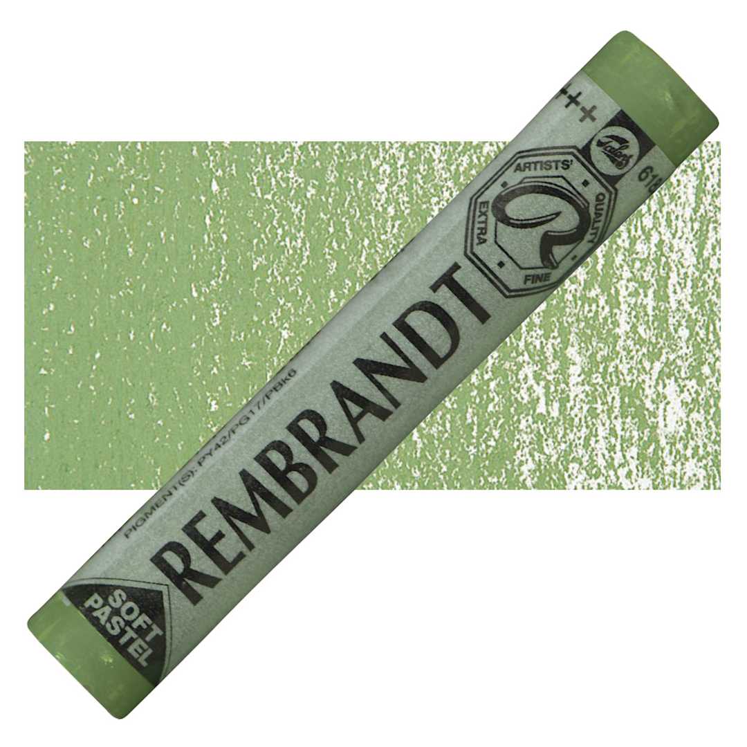 Open in modal - Rembrandt Soft Pastel - Permanent Green Light 618.3 pastel and swatch