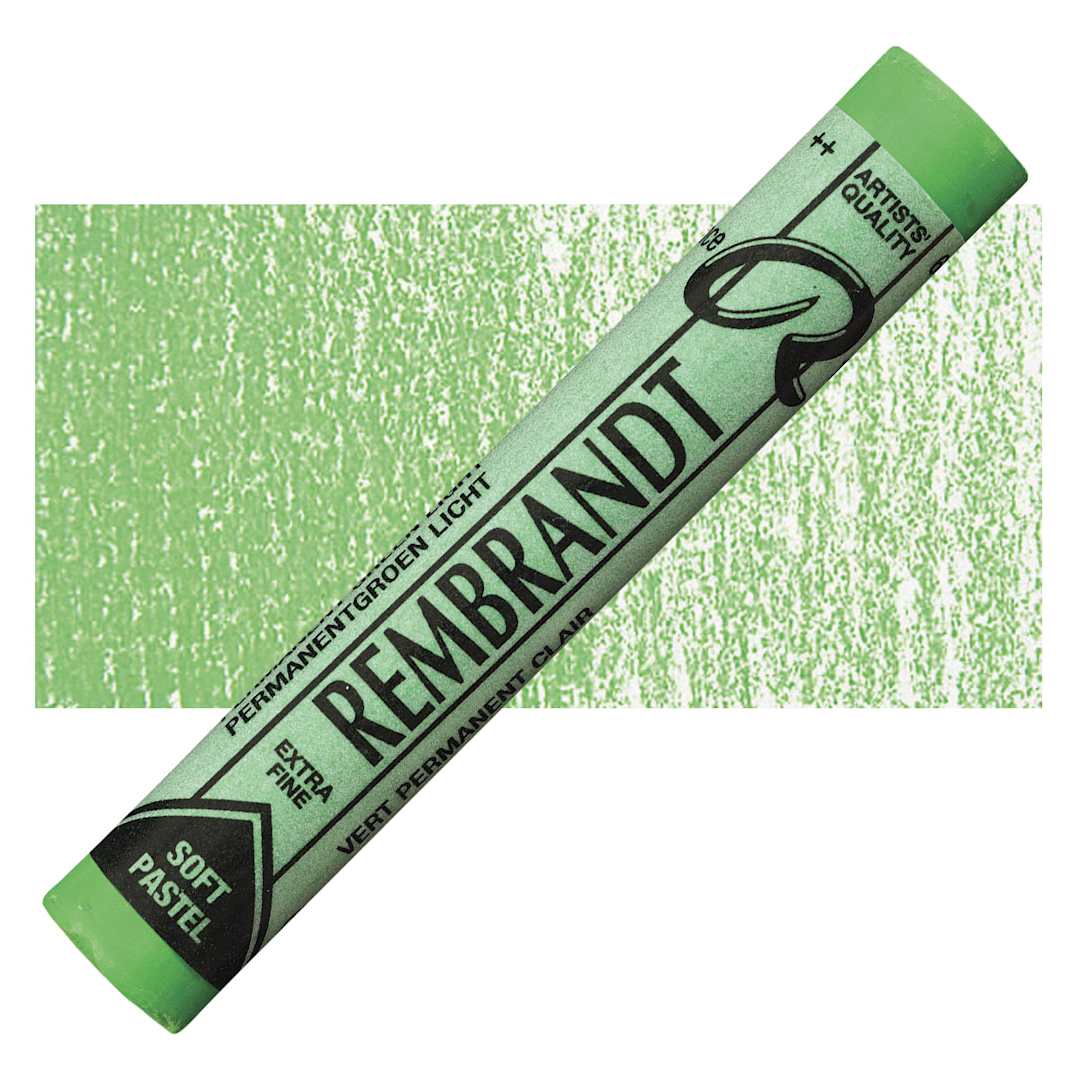 Open in modal - Rembrandt Soft Pastel - Permanent Green Light 618.5 pastel and swatch