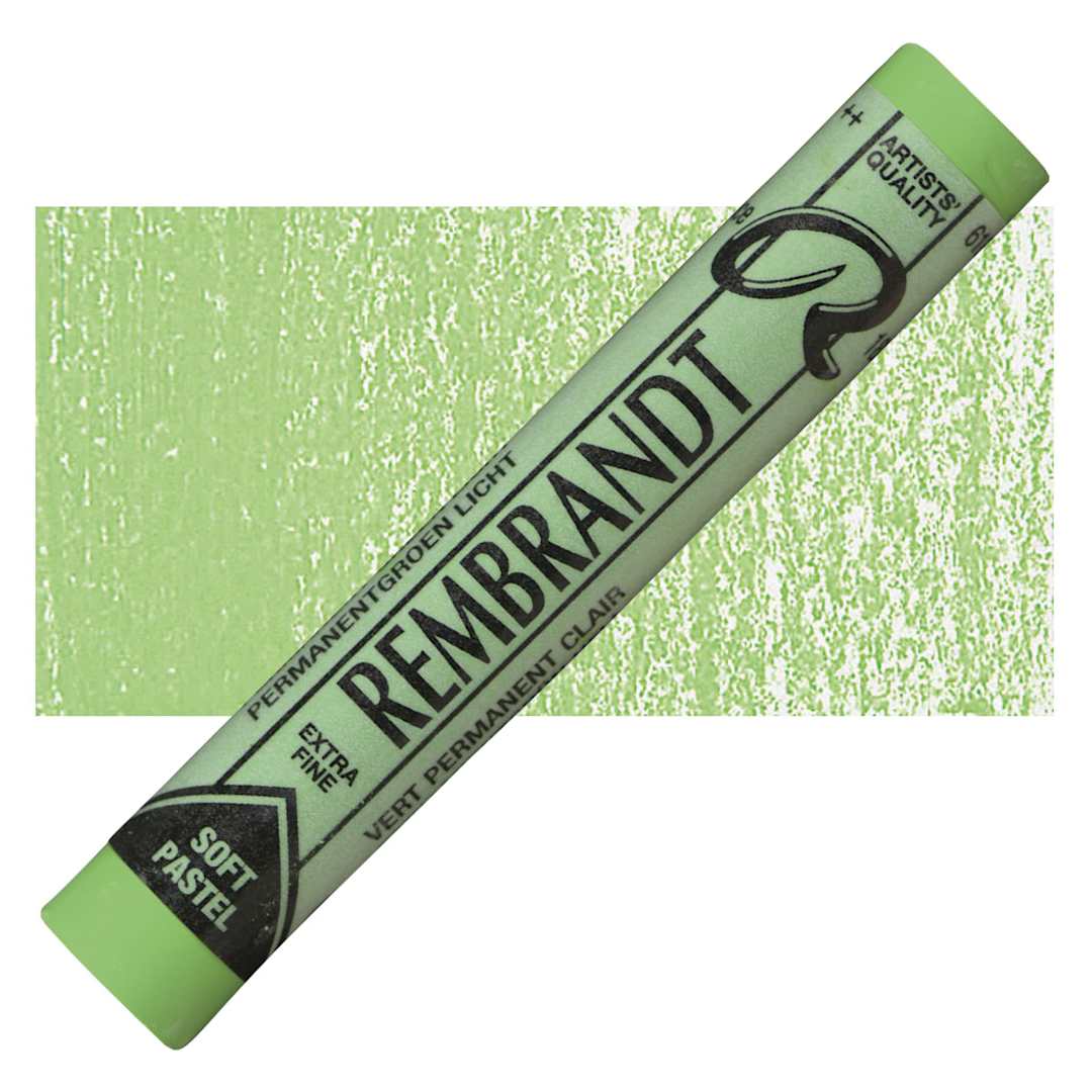 Open in modal - Rembrandt Soft Pastel - Permanent Green Light 618.7 pastel and swatch
