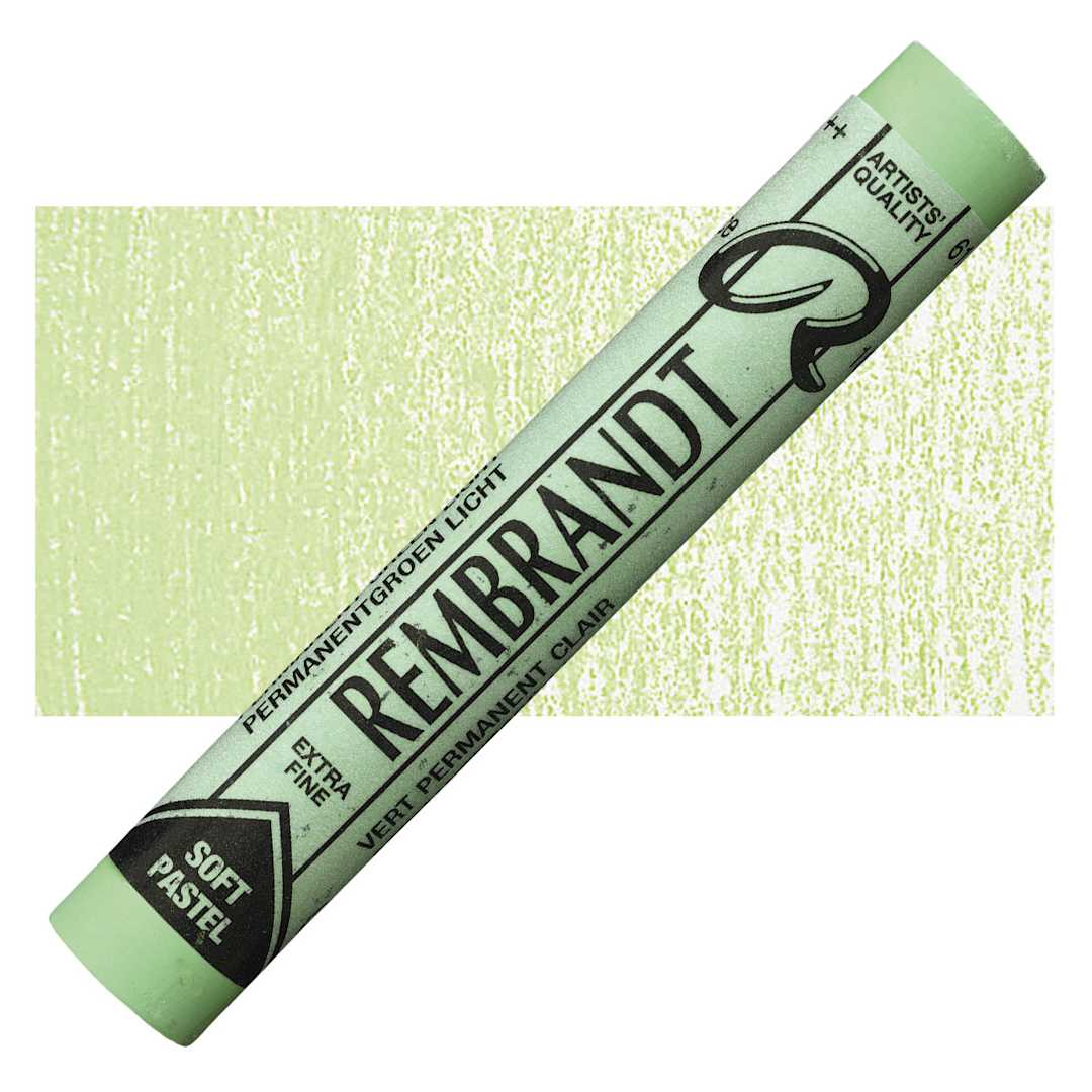 Open in modal - Rembrandt Soft Pastel - Permanent Green Light 618.9 pastel and swatch