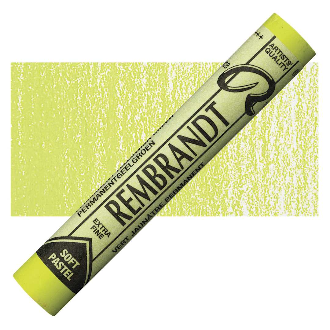 Open in modal - Rembrandt Soft Pastel - Permanent Yellow Green 633.4 pastel and swatch