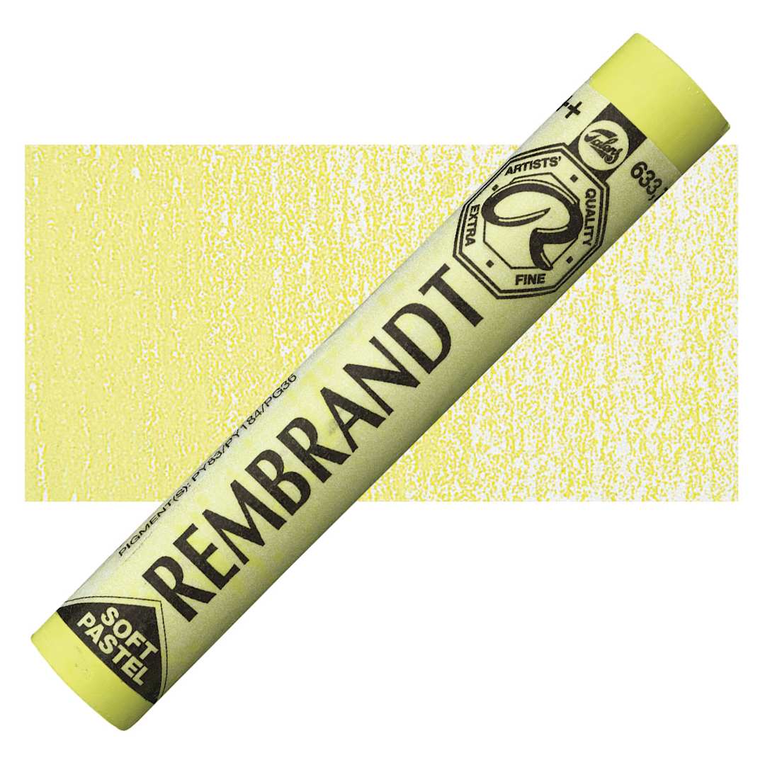 Open in modal - Rembrandt Soft Pastel - Permanent Yellow Green 633.6 pastel and swatch