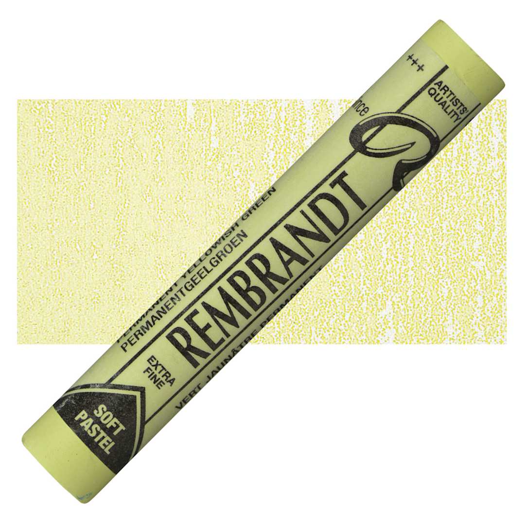 Open in modal - Rembrandt Soft Pastel - Permanent Yellow Green 633.8 pastel and swatch