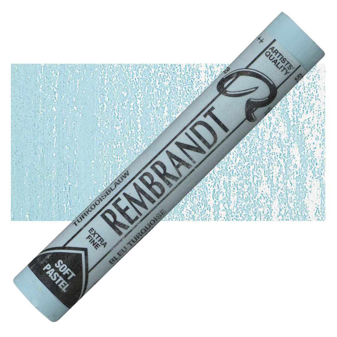 Open in modal - Rembrandt Soft Pastel - Turquoise 522.10 pastel and swatch