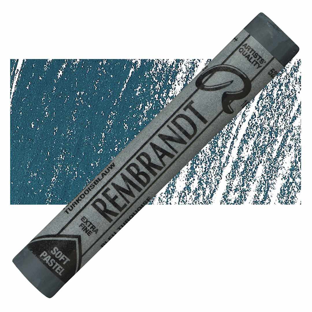 Open in modal - Rembrandt Soft Pastel - Turquoise Blue 522.2 pastel and swatch