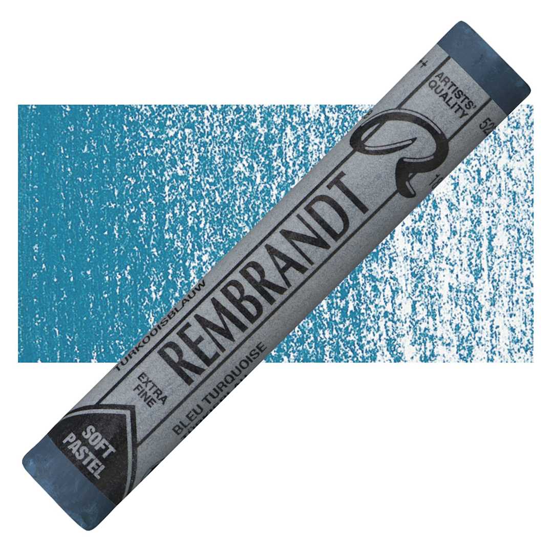 Open in modal - Rembrandt Soft Pastel - Turquoise 522.3 pastel and swatch