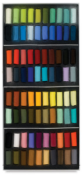 Open in modal - Sennelier Soft Pastels - Set of 80, Assorted Colors, Half Sticks (box open to show contents)