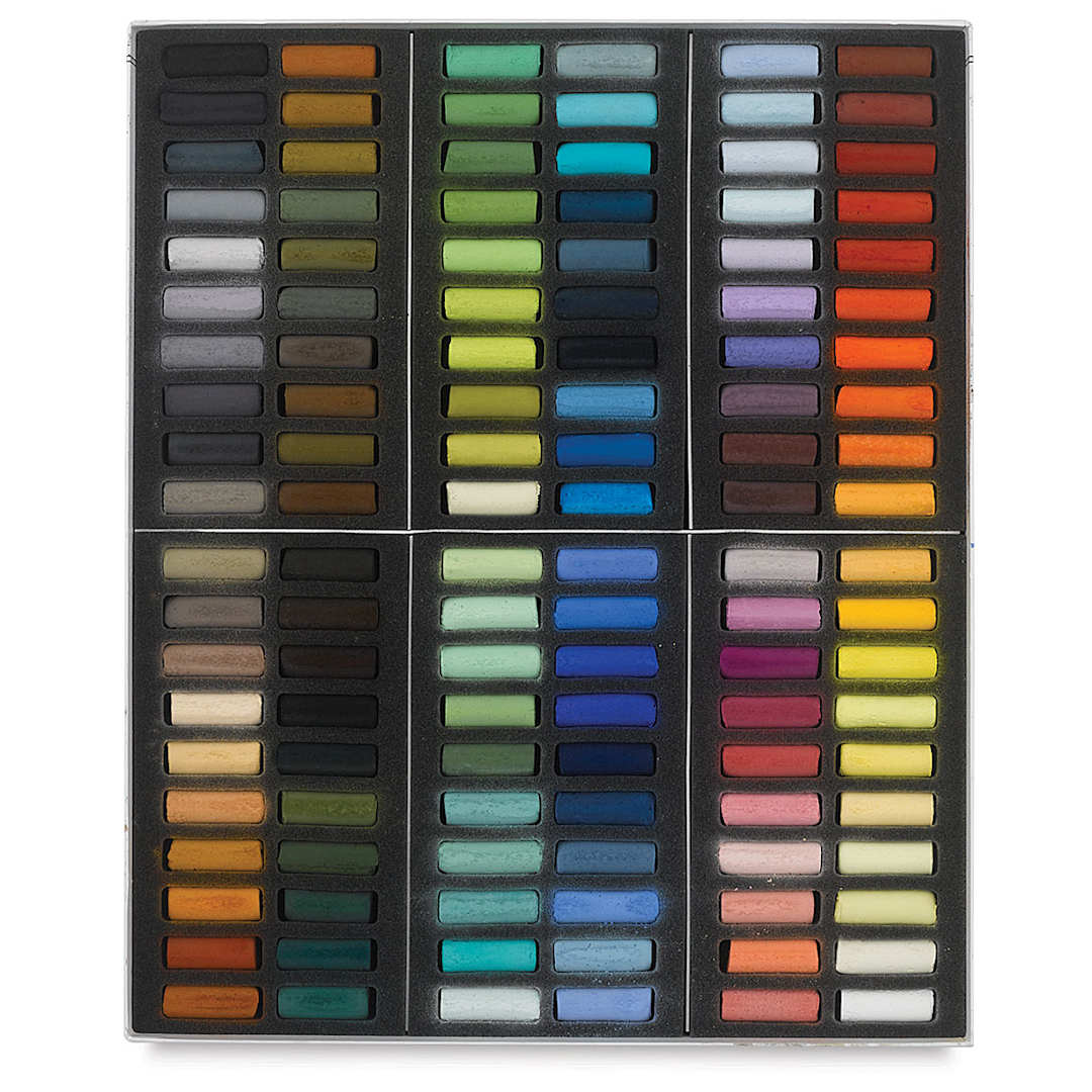 Open in modal - Sennelier Soft Pastels - Set of 120, Paris Colors, Half Sticks (box open to show contents)