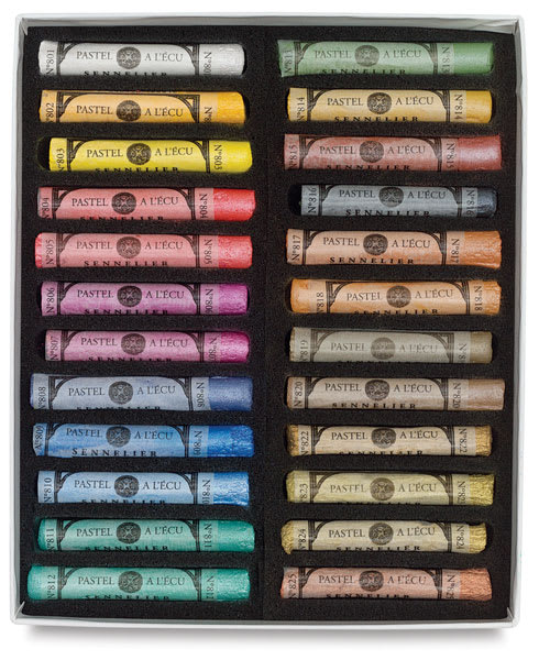 Open in modal - Sennelier Soft Pastels - Set of 24, Iridescent Colors (set contents in box)