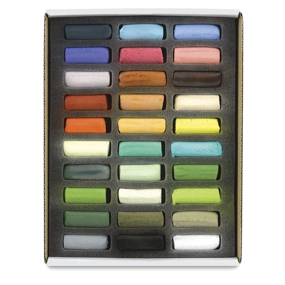 Open in modal - Sennelier Soft Pastels - Set of 30, Landscape Colors, Half Sticks (box open to show contents)