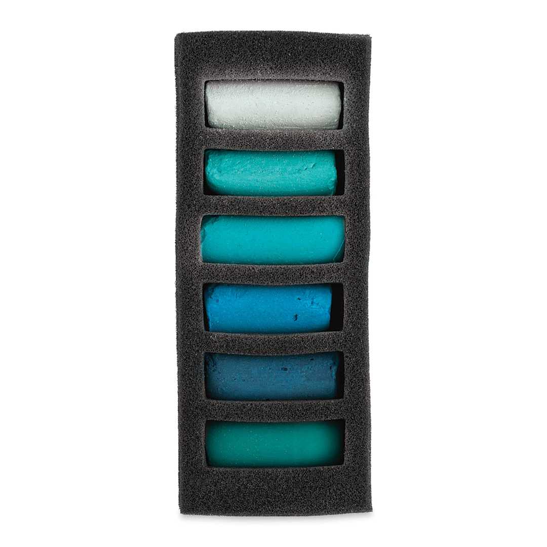 Open in modal - Sennelier Soft Pastels - Set of 6, Emerald Sea, Half-Sticks (set contents)