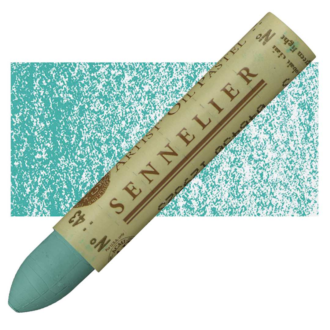 Open in modal - Sennelier Oil Pastel - Cobalt Green Light oil pastel and swatch