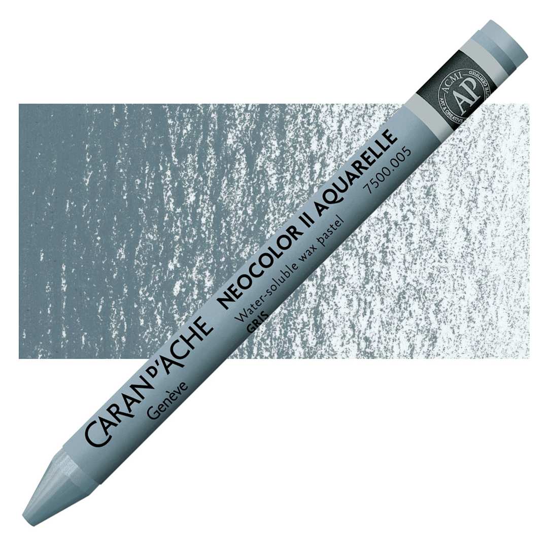 Open in modal - Caran d'Ache Neocolor II Aquarelle Artists' Pastel - Gray pastel and swatch
