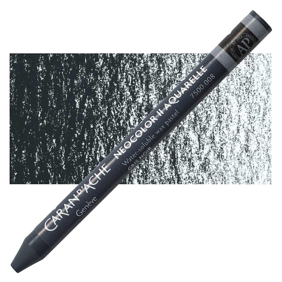 Open in modal - Caran d'Ache Neocolor II Aquarelle Artists' Pastel - Grayish Black pastel and swatch