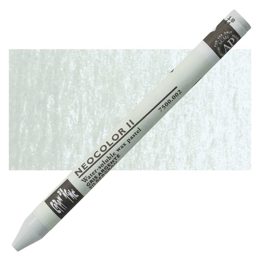 Open in modal - Caran d'Ache Neocolor II Aquarelle Artists' Pastel - Silver Gray pastel and swatch