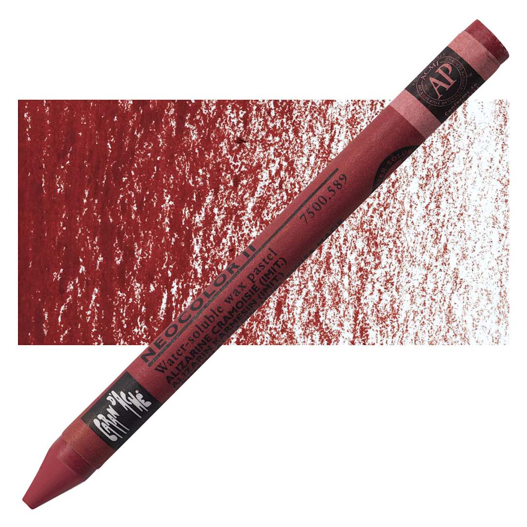Open in modal - Caran d'Ache Neocolor II Aquarelle Artists' Pastel - Crimson Alizarin Hue pastel and swatch