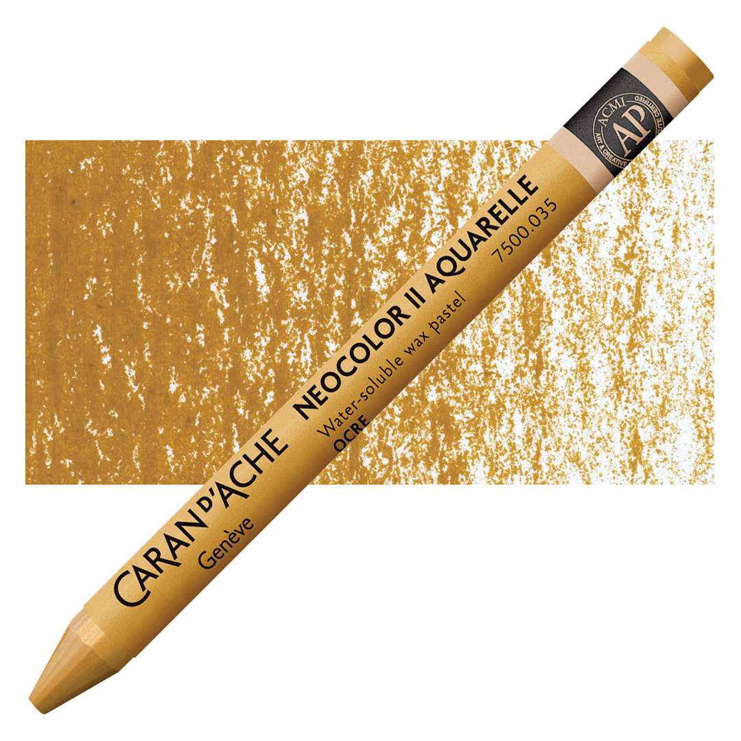 Open in modal - Caran d'Ache Neocolor II Aquarelle Artists' Pastel - Ochre pastel and swatch