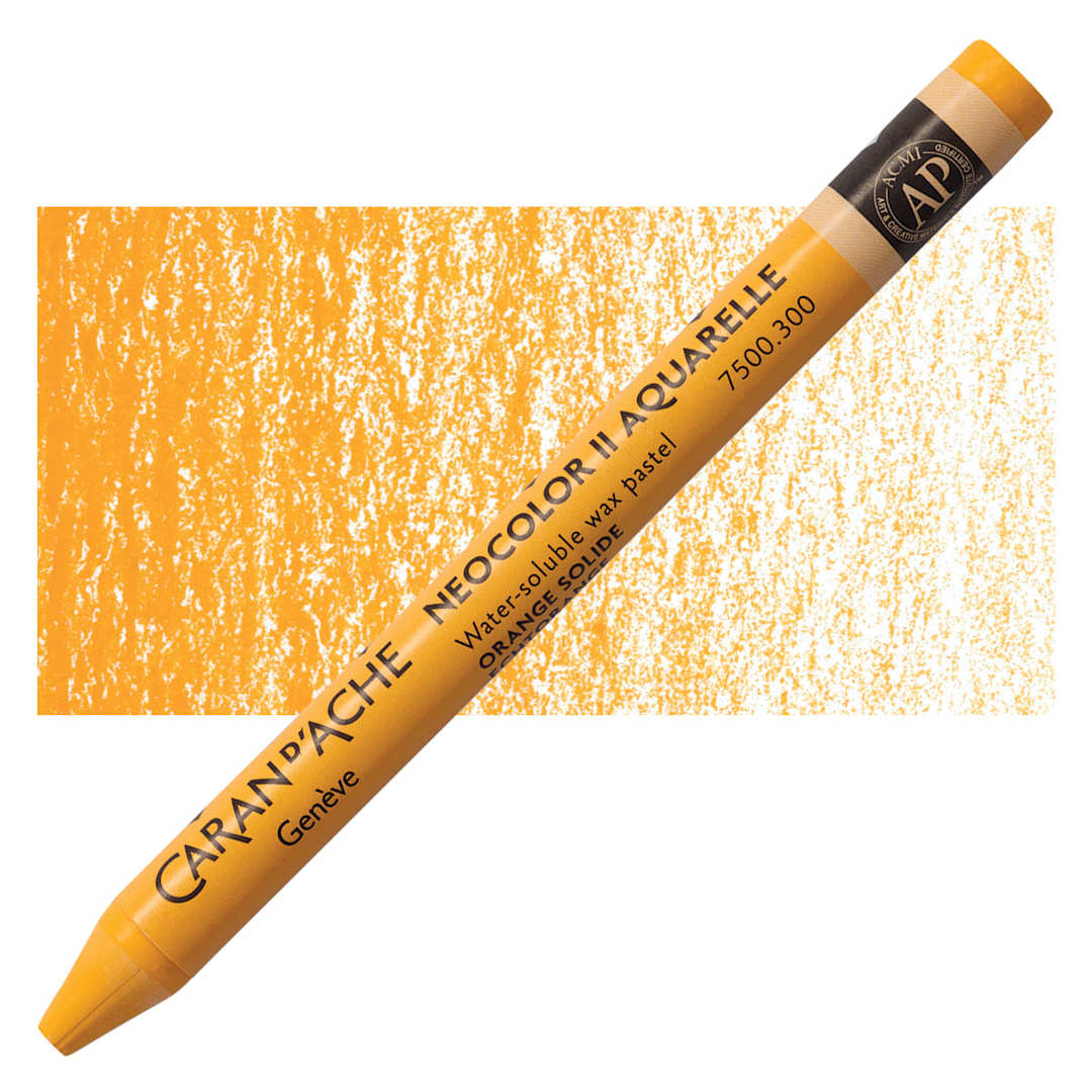 Open in modal - Caran d'Ache Neocolor II Aquarelle Artists' Pastel - Fast Orange pastel and swatch