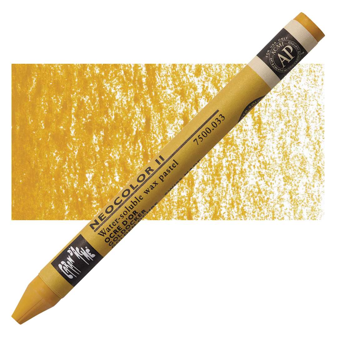 Open in modal - Caran d'Ache Neocolor II Aquarelle Artists' Pastel - Golden Ochre pastel and swatch